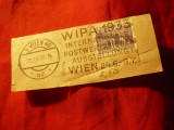 Fragment de Plic cu Stampila WIPA 1933 Expozitia Filatelica Prima Ed- f. rara