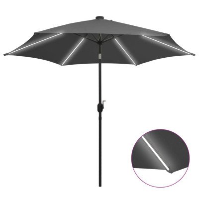 vidaXL Umbrelă de soare cu LED și st&amp;acirc;lp aluminiu, antracit, 300 cm foto