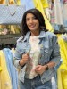 Jacheta dama din denim cu broderie maci si lalele