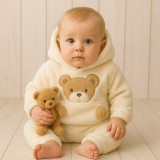 Cumpara ieftin Set pufos hanorac si pantaloni Welsoft White (Marime Disponibila: 2-3 ani)