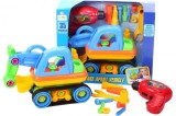 Excavator Jucarie Copii Malplay Multicolor cu Burghiu si Suruburi, Plastic, Vehicul Constructii