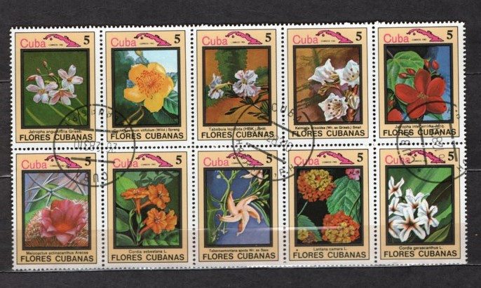 CUBA 1983 - FLORA. FLORI DE CAMP. COLITA STAMPILATA, EW14