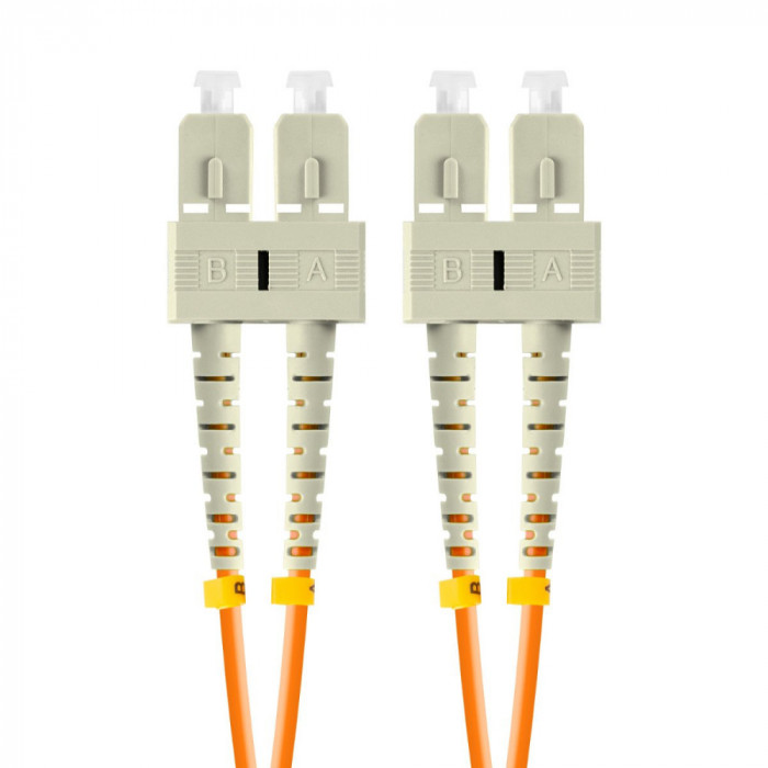 Cablu retea fibra optica cu lungime 5 m si conectori SC UPC-SC UPC, Lanberg Z43325, MM, DUPLEX 3.0MM OM2 50 125 LSZH, portocaliu