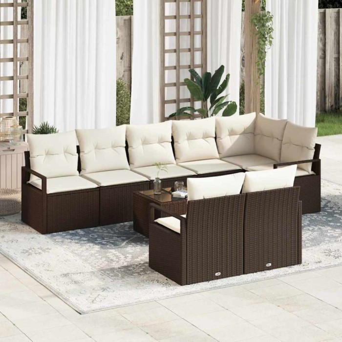 vidaXL Set de canapele pentru grădină 9 pcs Maro Rattan poli 3346438