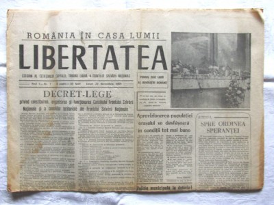 Ziar LIBERTATEA din 29 decembrie 1989 - Revolutia Romana foto