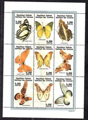 COMORES 1998 FAUNA INSECTE FLUTURI foto
