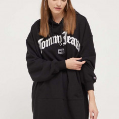 Tommy Jeans rochie culoarea negru, mini, oversize