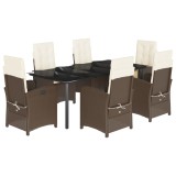 Cumpara ieftin Set mobilier de gradina cu perne, 7 piese, maro, poliratan
