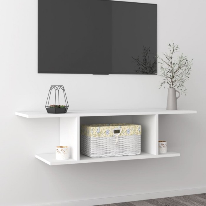 Gossi dulap tv montaj pe perete, alb, 103x30x26,5 cm
