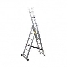 Scara aluminiu, 3 tronsoane, 6 trepte, max 150 kg, 3.71 m, Drabest