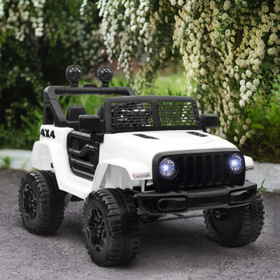 HOMCOM Masina Electrica pentru Copii Jeep Off-Road cu Telecomanda, 2 Viteze 3-5km/h, 100x65x72 cm, Alb foto