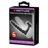 Inel Erectie Vibrator cu Dildo Anal Pretty Love Hercules, Silicon Negru, 10 Vibratii, Rezistent Apa, Stimulare Dubla