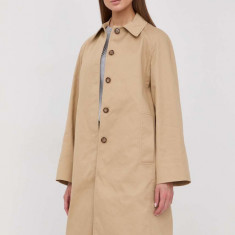 Victoria Beckham palton femei, culoarea bej, de tranzitie, oversize