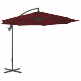 Umbrelă suspendată cu st&acirc;lp din oțel, roșu bordo, 300 cm, vidaXL