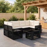 Cumpara ieftin Set de canapele pentru gradina 7 buc. Negru si Alb crem
