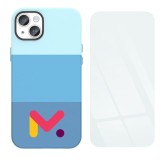 Husa de protectie cu armatura pe margini pentru Iphone 14 Pro, Piele Ecologica si Folie de Protectie 9H, Grosime 0.3 mm, Albastr, MCT