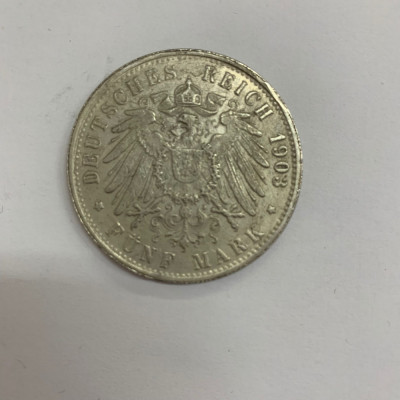 (10) Moneda 5 MARCI - 1903 - Germania - REPLICA - KM 610 foto