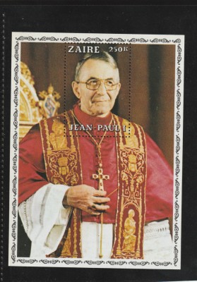 Zair 1979-Papa Ioan-Paul I,colita dantelata ,MNH,Bi.Bl.58 foto