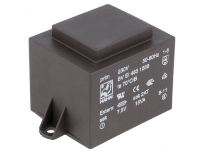 Transformator &amp;Icirc;ncapsulat 15VA 7,5V 2A PCB foto