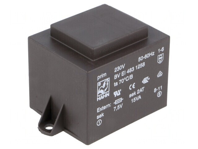 Transformator &Icirc;ncapsulat 15VA 7,5V 2A PCB