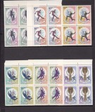 ROMANIA 1966 LP 627 CAMPIONATUL MONDIAL DE FOTBAL ANGLIA SERIA BLOCURI DE 4 TIMBRE STARE MNH, Nestampilat