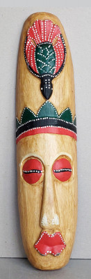 Masca africana Uganda sculptata in lemn. arta tribala pictata manual 49 cm foto