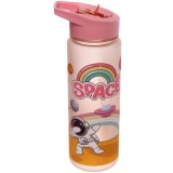 Bidon de apa pentru copii, model astronaut, roz,plastic, 700 ml