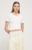 Desigual tricou femei, culoarea bej