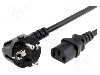 Cablu alimentare AC, 10m, 3 fire, culoare negru, CEE 7/7 (E/F) &amp;#351;tecar in unghi, IEC C13 mama, LIAN DUNG -