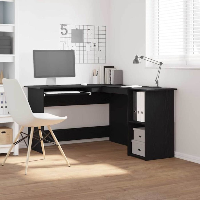 vidaXL Birou de colț Stejar negru 120 x 140 x 75 cm Lemn compozit