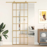 Cumpara ieftin Ușă glisantă auriu 76x205 cm sticlă ESG transparentă/aluminiu