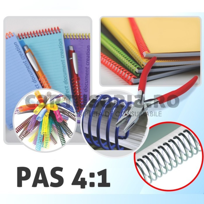 Spirala continua plastic pas 4:1 format A4 - Transparent, 8 mm