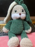 Jucarie de plus Iepurasul Misha, lucrata manual, handmade, textil, verde, 39 cm