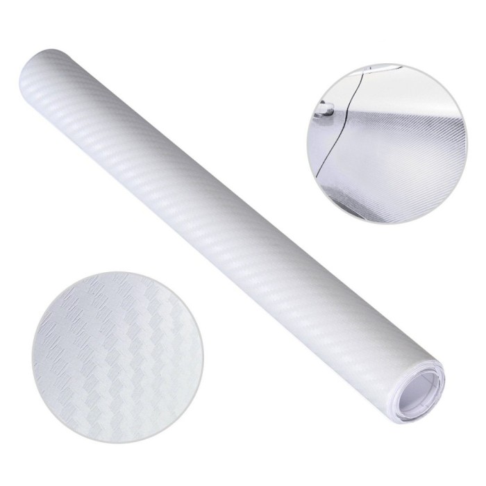 Folie colantare auto Carbon 3D &ndash; Alb (3m x 1,27m)