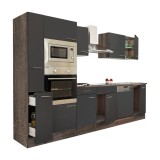 Mobilier de bucătărie Yorki 310, corp din stejar Yorki, cu fațade antracit cu finisaj satinat, fără blat de lucru