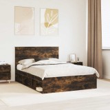 Cumpara ieftin Cadru de pat Stejar fumuriu 135 x 190 cm Lemn de pin masiv