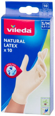 Mănuși de latex natural Vileda, S/M, pachet. 10 buc foto