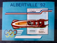 CONGO 1992 sport Jocurile Olimpice de iarnă Albertville 92 bloc Nestampilat