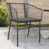 Set 2 Scaune Gradina Gossi Negre cu Perne, Poliratan, Otel, Exterior, Rezistent UV, 62x63x83cm
