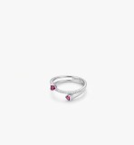 Cumpara ieftin Inel Deschis din Argint 925 cu Doua Inimi Roz E i Zirconiu , Colectia Twin Hearts