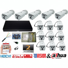 Kit supraveghere video profesional 14 camere Rovision OEM DAHUA 2MP IR 80m , accesorii incluse, DVR 16 canale 5MP foto