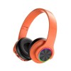 Casti fara fir, conexiune Bluetooth, cu lumini multicolore, pliabile, universale pentru telefoane mobile, portocaliu