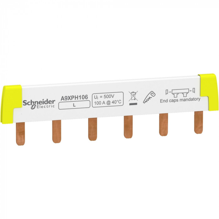 Bareta de alimentare 1P busbar pin 6M 100A Activ9 Schneider A9XPH106