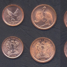 AFRICA DE SUD █ SET DE MONEDE █ 1, 2, 5, 5 Cents █ 1993-1996 █ UNC