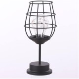 Lampa decorativa cu leduri, flippy, model pahar de vin, cu baterii, 13 x 13 x 28 cm, suport negru, lumina alb cald