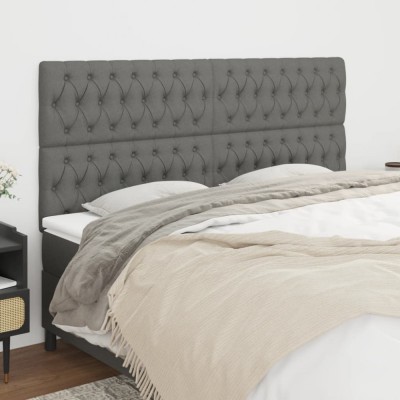 vidaXL Tăblii de pat, 4 buc, gri &amp;icirc;nchis, 100x7x78/88 cm, textil 3116691 foto