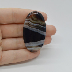 Cabochon agat negru dantelat 50x28x6mm c96