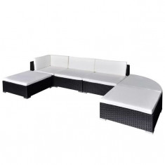 Set mobilier de gradina cu perne, 6 piese, negru, poliratan foto