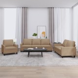 VidaXL Set de canapele cu perne, 3 piese, cappuccino, piele ecologică