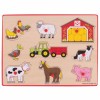 Puzzle din lemn incastru - Ferma - 9 piese, BigJigs Toys